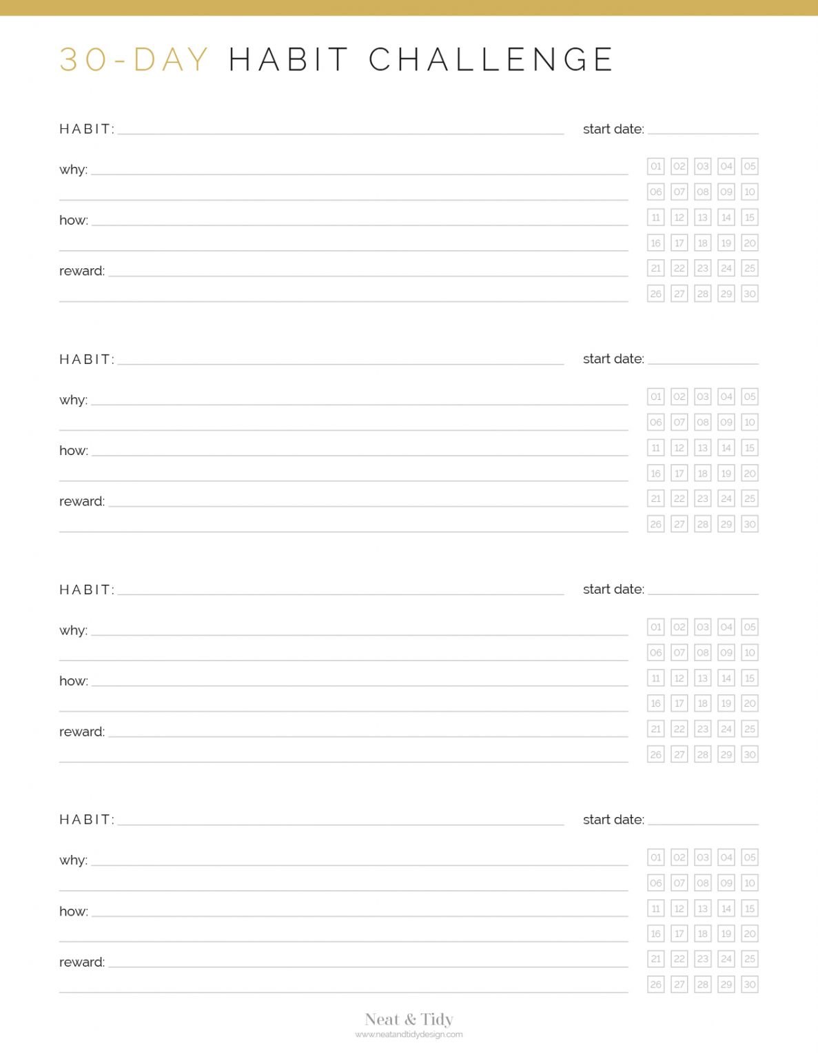 30-Day Habit Challenge - Neat and Tidy Design