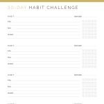 30 day habit challenge tracker in gold