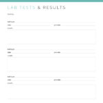 A lab tests results log for medical binder, printable PDF