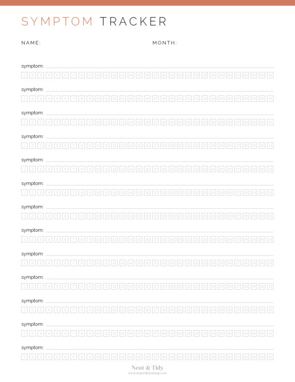 Symptom Tracker 2 Layouts Neat And Tidy Design