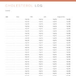 Printable cholesterol log with american mg/dl measurements
