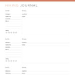 Printable hiking journal for avid hikers to write down all about their adventures