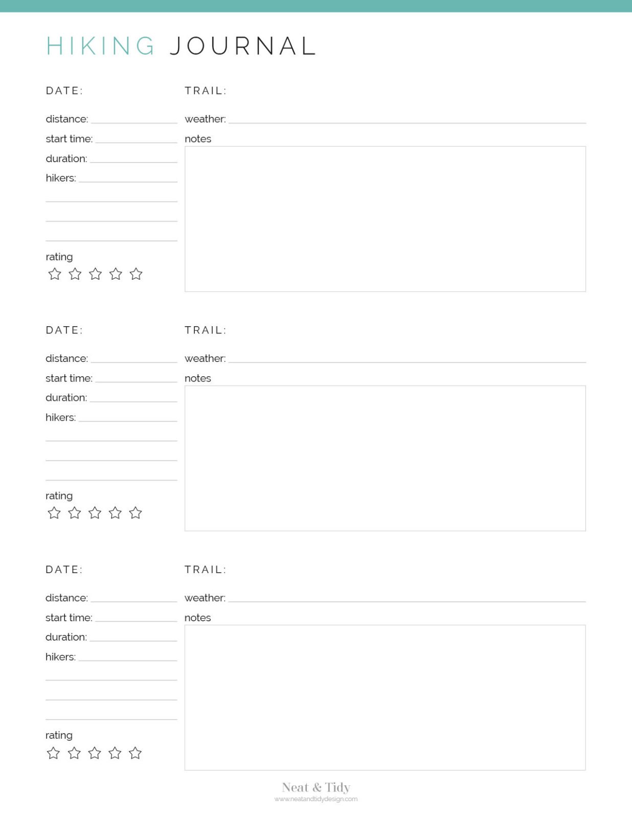 Hiking Journal - Neat and Tidy Design