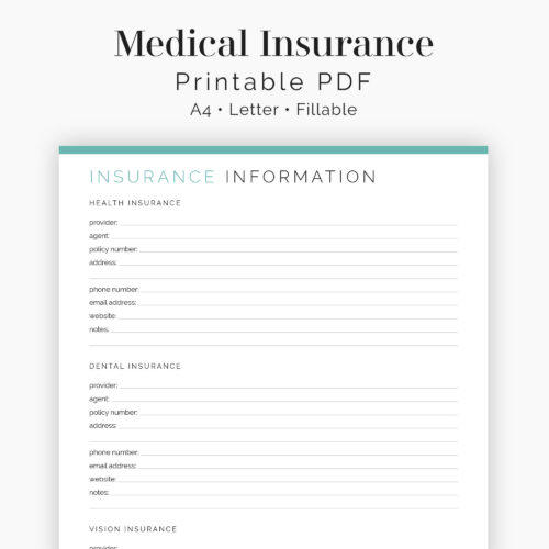 Medical Insurance Information - Neat and Tidy Design