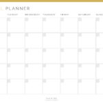 Monthly PDF Meal Planner with Monday start to the week in gold