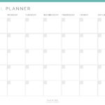 Monthly PDF Meal Planner with Sunday start to the week in teal