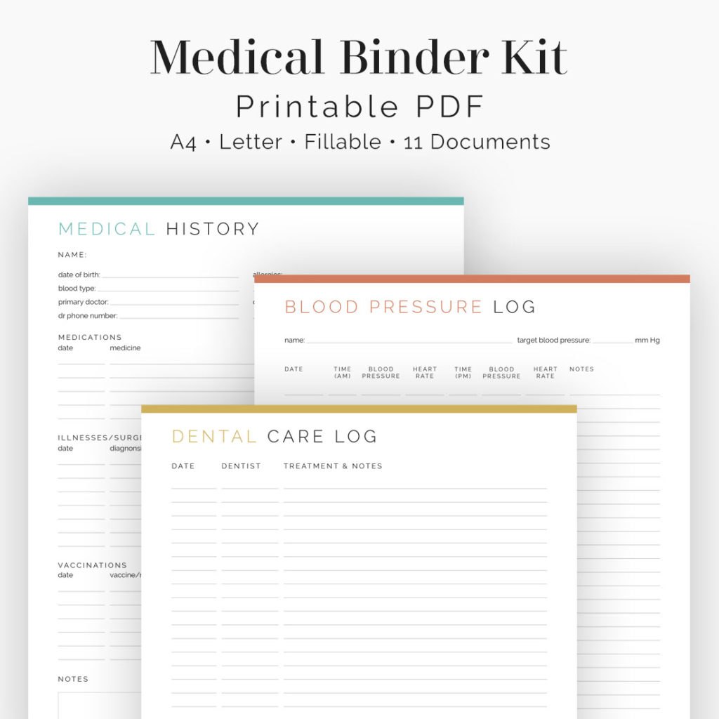 Medical binder kit printable PDF