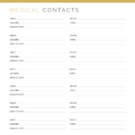 Printable pdf medical contact list