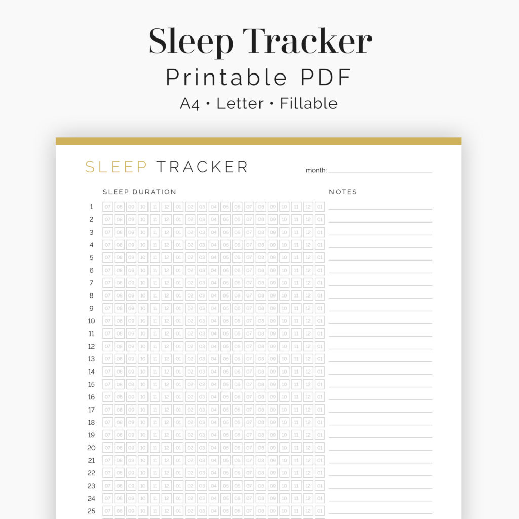 Monthly Sleep Tracker - Neat and Tidy Design