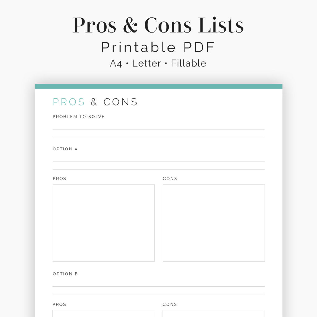 Pros And Cons Lists 2 Layouts Neat And Tidy Design