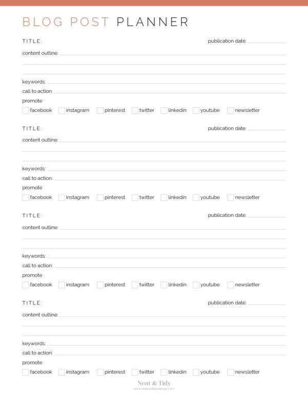 Printable pdf blog post planner overview