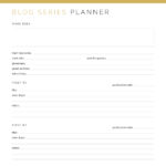 Printable pdf blog post series planner in gold