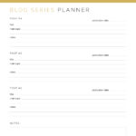 Printable pdf blog post series planner in gold