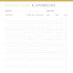 Printable blog advertisers and sponsors log