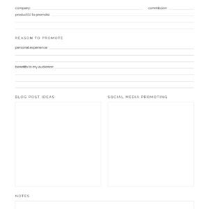 Printable pdf affiliate planner