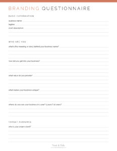 Business Branding Questionnaire - Neat and Tidy Design