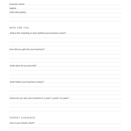 Business Branding Questionnaire - Neat and Tidy Design