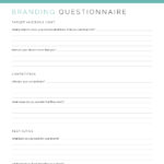 Printable blog and business branding 3 page pdf questionnaire in teal