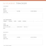 Printable PDF Blog Giveaway Tracker