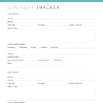 Printable PDF Blog Giveaway Tracker