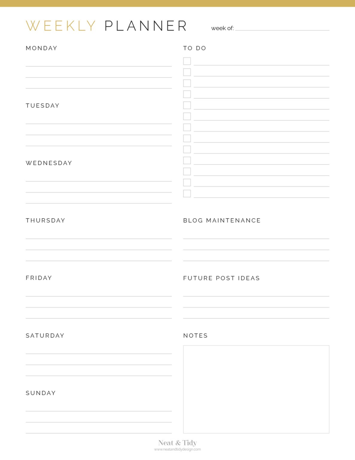 Blog Planner Kit - Neat and Tidy Design