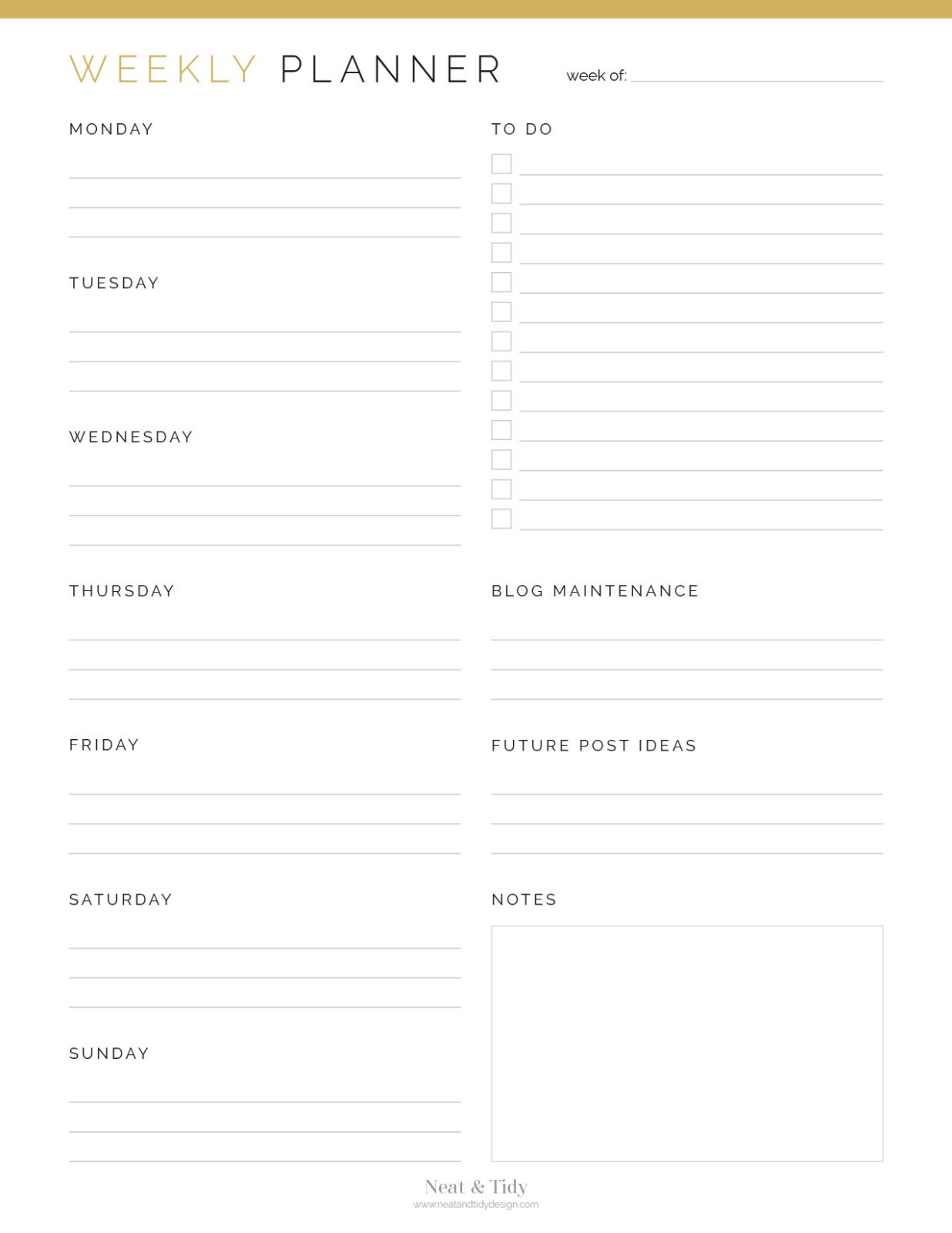 Blog Planner Kit - Neat and Tidy Design