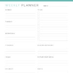Printable PDF Weekly Planner for Bloggers in Teal