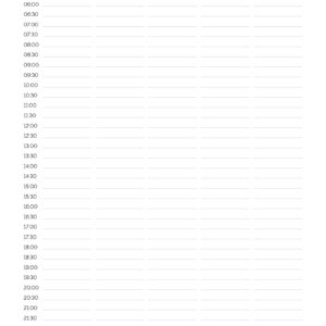Printable Class Schedule available in three colours in 24 h time format