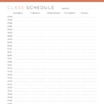 Printable and Fillable PDF Class Schedule in three colours in am/pm time format