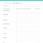 Printable Student Planner Course Details FIllable PDF