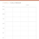 Family Calendar for 4 people, Sunday start, printable PDF