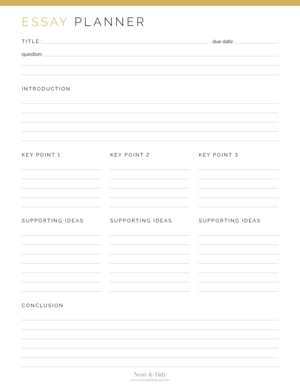 Printable PDF Essay Planner for Students