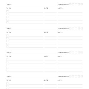 Printable PDF Exam Revision Planner