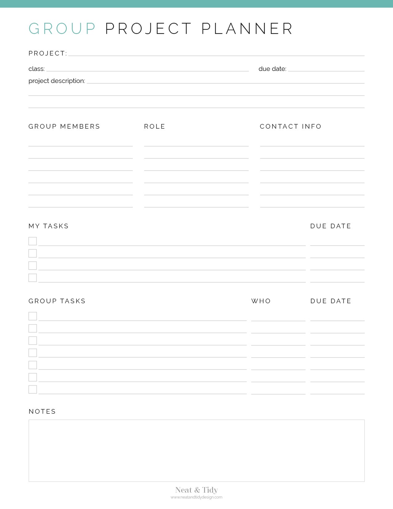 Group Project Planner - Neat and Tidy Design