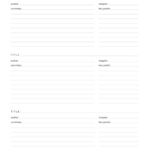 Printable Student Reading Summary PDF