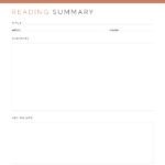 Printable Student Reading Summary PDF