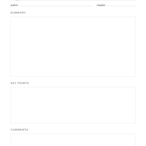 Reading Summary (Lined & Unlined) - Neat and Tidy Design