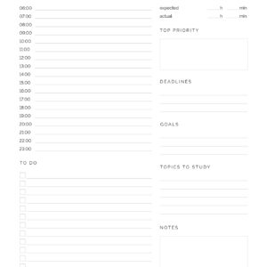 Printable Daily Study Schedule