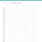 Weekly Printable Study Schedule - Monday start