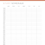 Weekly Printable Study Schedule - Sunday start