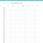 Weekly Printable Study Schedule - Sunday start