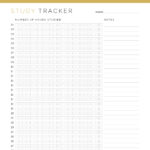 Printable study time tracker in PDF format