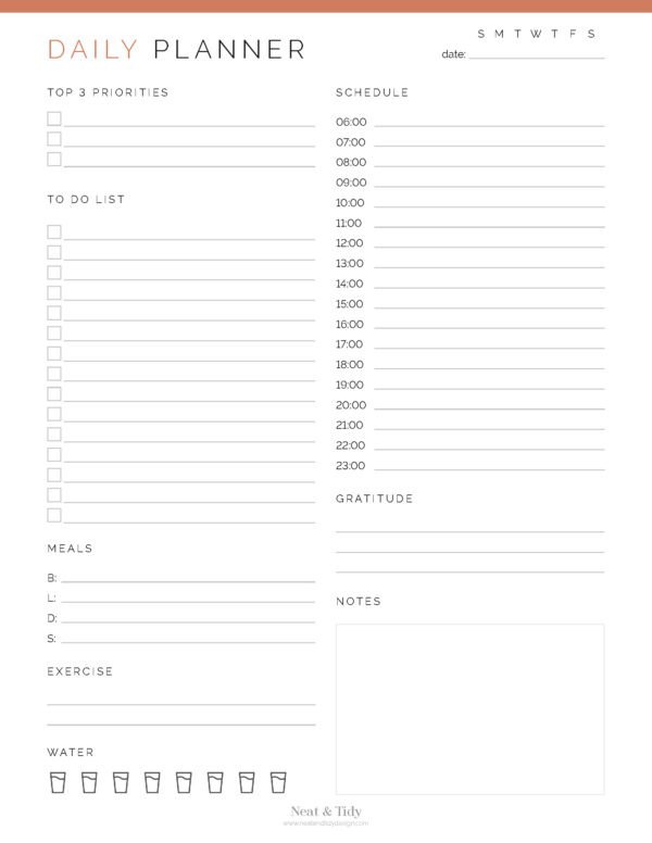 Printable PDF Daily Productivity Planner