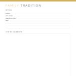 Family traditions detailed printable PDF