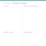 Family traditions grid printable PDF