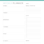 Printable weekly vertical planner with Sunday or Monday start