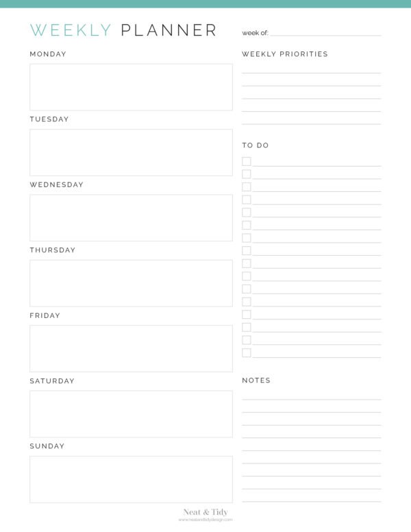 Weekly Planner (2 layouts) v1 - Neat and Tidy Design