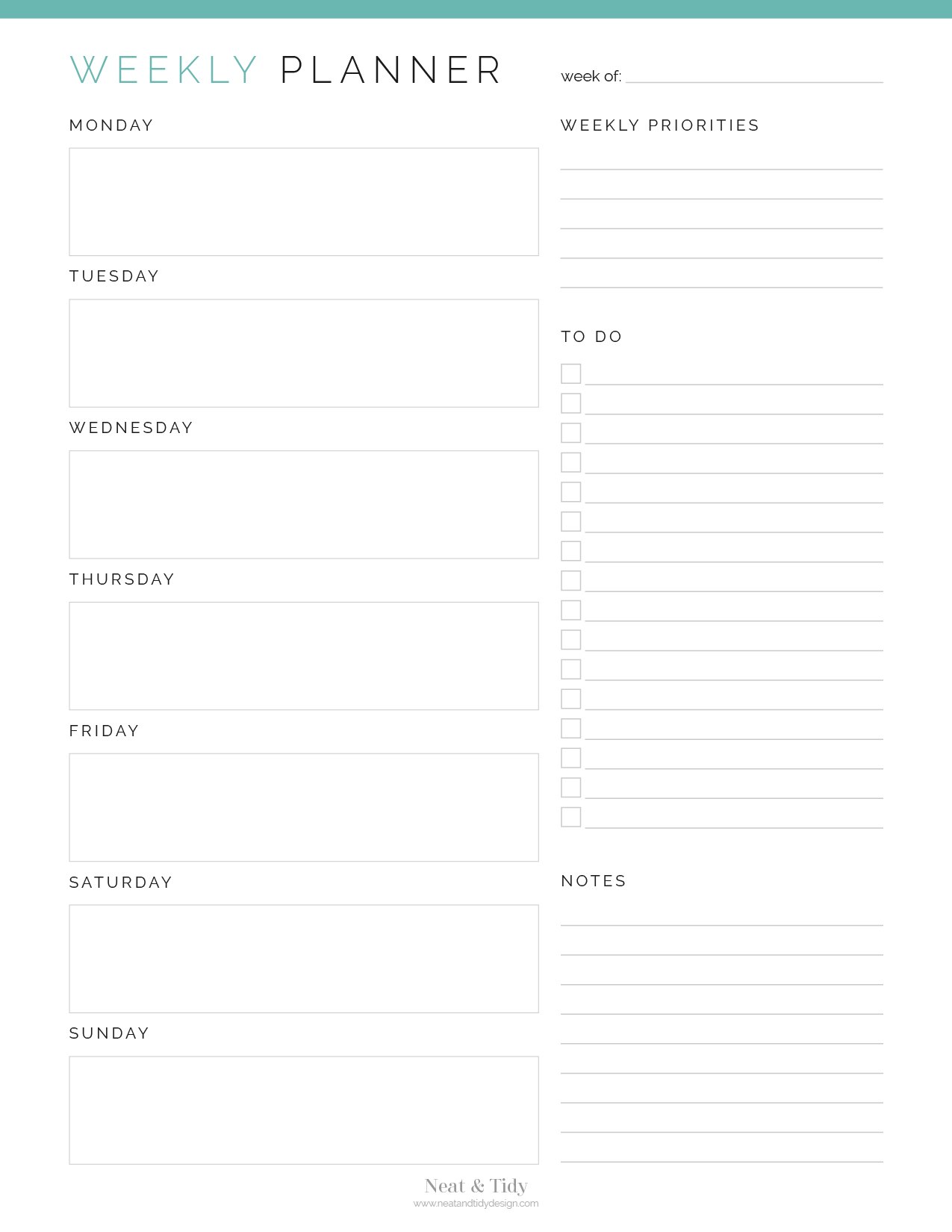 Weekly Planner (2 layouts) v1 - Neat and Tidy Design