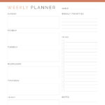 Printable weekly vertical planner with Sunday or Monday start