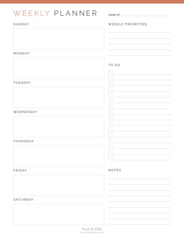 Weekly Planner (2 layouts) v1 - Neat and Tidy Design